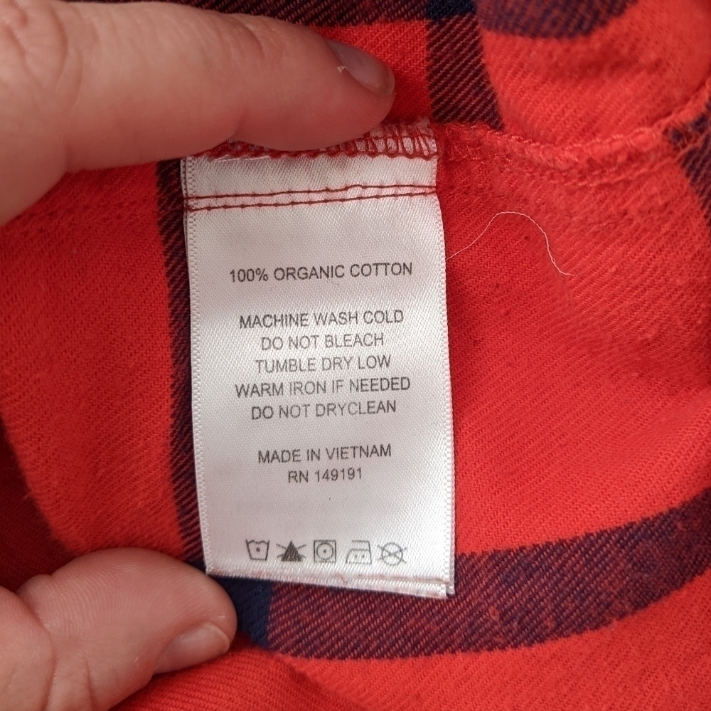 Topo Designs Red Flannel Shirt Dress Size Small - Picture 7 of 11